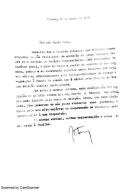 Impossibilidade de admissão como ouvinte - 1977
