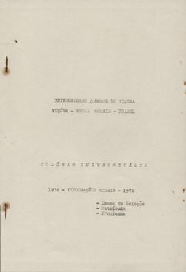 Informações gerais sobre exame de seleção - 1974