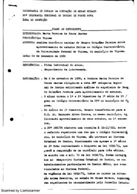 Análise de histórico escolar de aluno do Coluni - 1980
