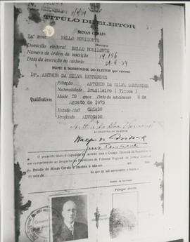 Titulo de Eleitor de Arthur Bernardes