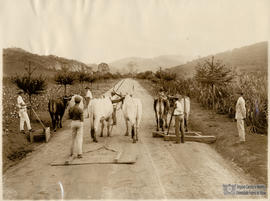 Construção da estrada da represa de água potável