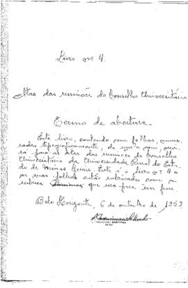 Termo de abertura do quarto Livro Ata da Uremg
