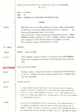 Roteiro da Sessão Solene Comemorativa do Jubileu de Prata da Pós-Graduação na U.F.V.